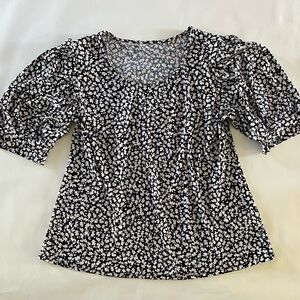 Floral Black and White Women's Top